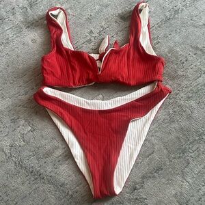 Carmela reversible bikini in scarlet and shell